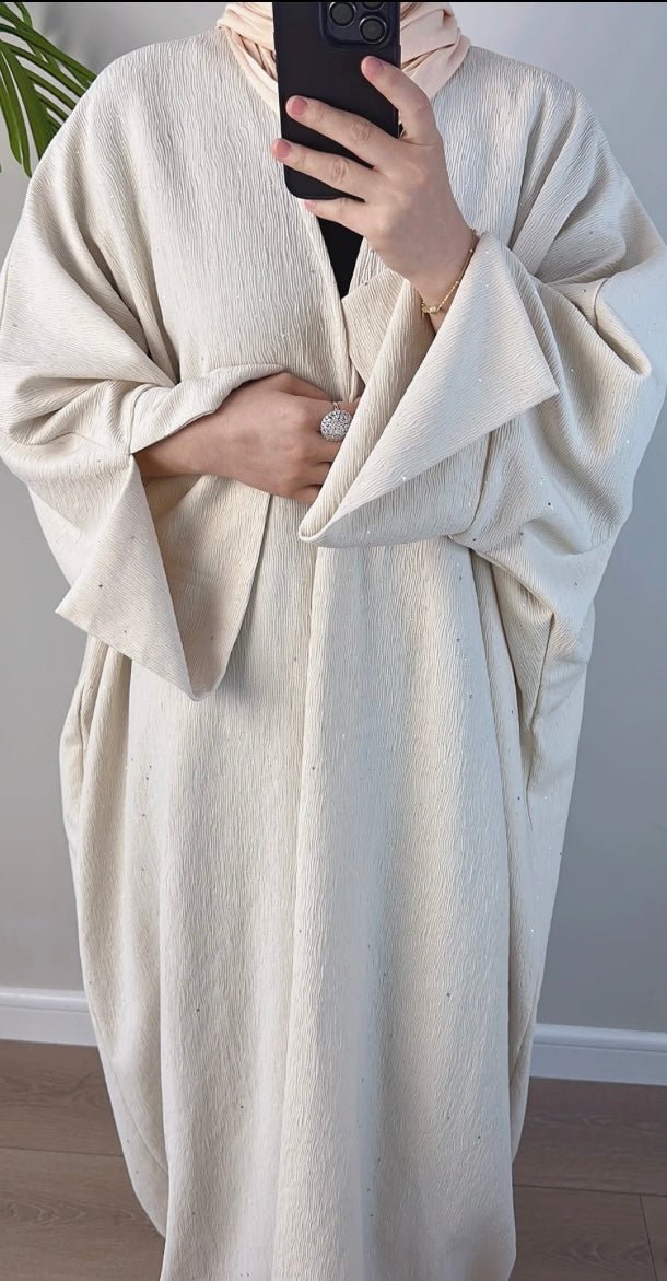 Beige Glitter Ripple Abaya - Premium Abaya’s from Sahara Soireé - Just €75! Shop now at Sahara Soirée